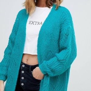 ASOS Chunky Knit Turquoise/Teal Open Cardigan